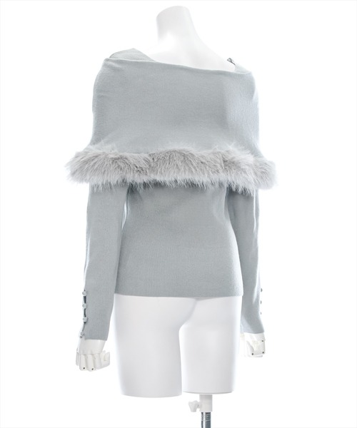 clear（クリア）の「ケープファーニットトップス [大人キレイめ 細見え エレガンススタイル]≪再入荷≫（ニット/セーター・レディース・アイボリー/ブラック/グレー・F）」の10枚目の写真