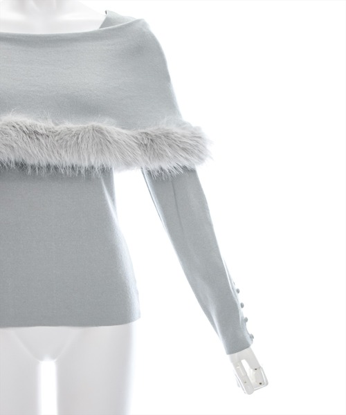 clear（クリア）の「ケープファーニットトップス [大人キレイめ 細見え エレガンススタイル]≪再入荷≫（ニット/セーター・レディース・アイボリー/ブラック/グレー・F）」の13枚目の写真