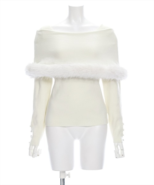 clear（クリア）の「ケープファーニットトップス [大人キレイめ 細見え エレガンススタイル]≪再入荷≫（ニット/セーター・レディース・アイボリー/ブラック/グレー・F）」の16枚目の写真