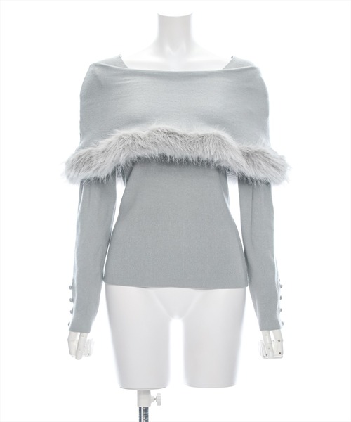 clear（クリア）の「ケープファーニットトップス [大人キレイめ 細見え エレガンススタイル]≪再入荷≫（ニット/セーター・レディース・アイボリー/ブラック/グレー・F）」の17枚目の写真