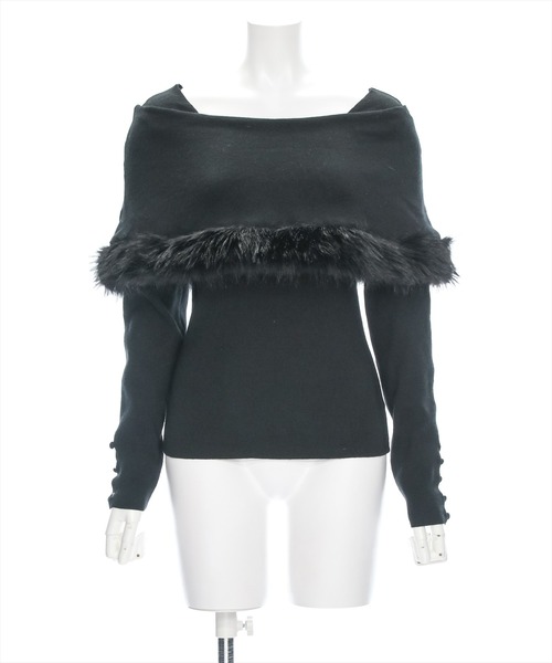 clear（クリア）の「ケープファーニットトップス [大人キレイめ 細見え エレガンススタイル]≪再入荷≫（ニット/セーター・レディース・アイボリー/ブラック/グレー・F）」の18枚目の写真