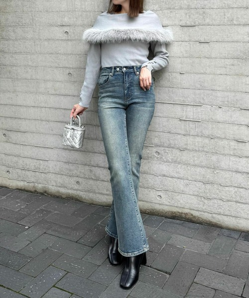 clear（クリア）の「ケープファーニットトップス [大人キレイめ 細見え エレガンススタイル]≪再入荷≫（ニット/セーター・レディース・アイボリー/ブラック/グレー・F）」の7枚目の写真