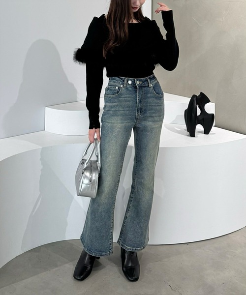 clear（クリア）の「ケープファーニットトップス [大人キレイめ 細見え エレガンススタイル]≪再入荷≫（ニット/セーター・レディース・アイボリー/ブラック/グレー・F）」の5枚目の写真