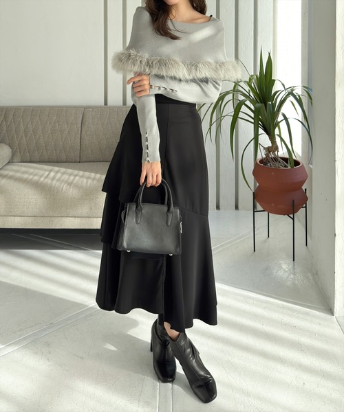 セール】ケープファーニットトップス [大人キレイめ 細見え エレガンス