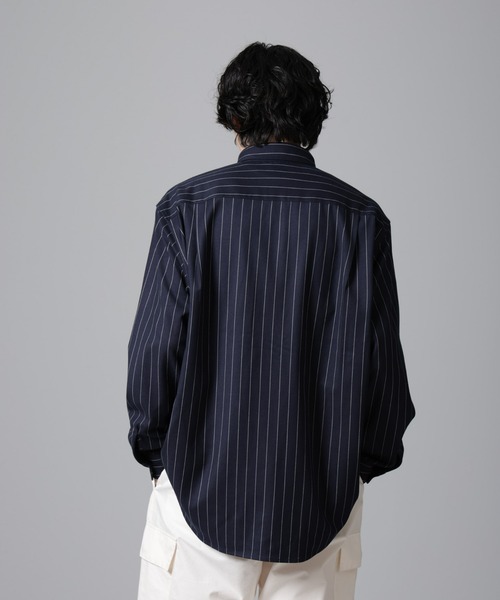 NANO universe（ナノユニバース）の「微起毛ストライプシャツ 長袖（シャツ/ブラウス・メンズ・ブラック/ネイビー/ブラウン・L/M/S）」の21枚目の写真