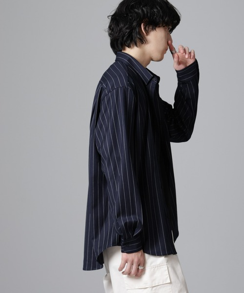 NANO universe（ナノユニバース）の「微起毛ストライプシャツ 長袖（シャツ/ブラウス・メンズ・ブラック/ネイビー/ブラウン・L/M/S）」の19枚目の写真