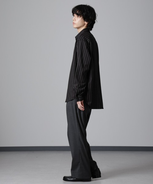 NANO universe（ナノユニバース）の「微起毛ストライプシャツ 長袖（シャツ/ブラウス・メンズ・ブラック/ネイビー/ブラウン・L/M/S）」の4枚目の写真