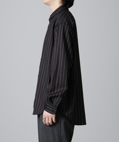 NANO universe（ナノユニバース）の「微起毛ストライプシャツ 長袖（シャツ/ブラウス・メンズ・ブラック/ネイビー/ブラウン・L/M/S）」の5枚目の写真
