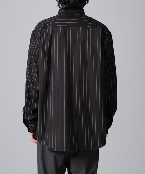 NANO universe（ナノユニバース）の「微起毛ストライプシャツ 長袖（シャツ/ブラウス・メンズ・ブラック/ネイビー/ブラウン・L/M/S）」の6枚目の写真