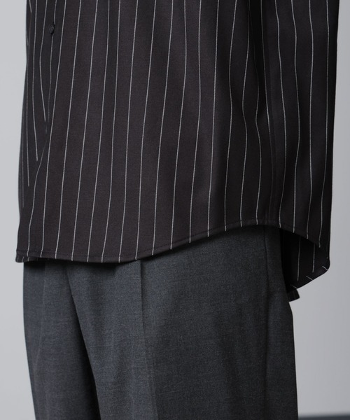 NANO universe（ナノユニバース）の「微起毛ストライプシャツ 長袖（シャツ/ブラウス・メンズ・ブラック/ネイビー/ブラウン・L/M/S）」の9枚目の写真