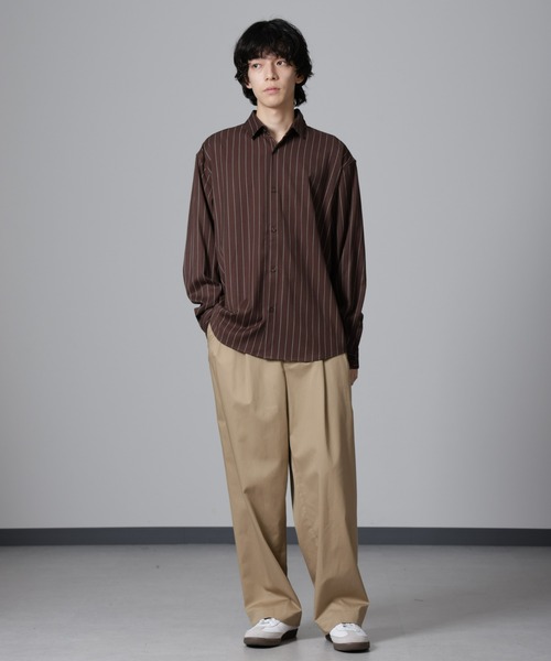 NANO universe（ナノユニバース）の「微起毛ストライプシャツ 長袖（シャツ/ブラウス・メンズ・ブラック/ネイビー/ブラウン・L/M/S）」の18枚目の写真