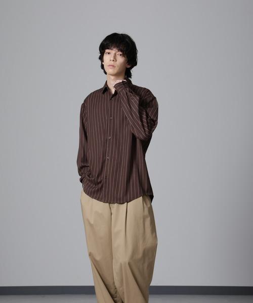 NANO universe（ナノユニバース）の「微起毛ストライプシャツ 長袖（シャツ/ブラウス・メンズ・ブラック/ネイビー/ブラウン・L/M/S）」の14枚目の写真