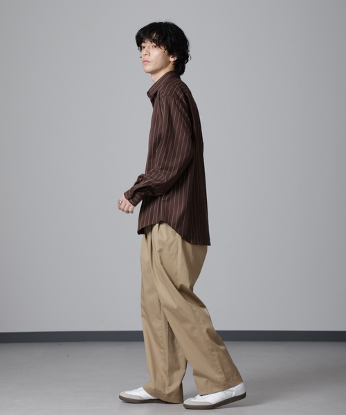 NANO universe（ナノユニバース）の「微起毛ストライプシャツ 長袖（シャツ/ブラウス・メンズ・ブラック/ネイビー/ブラウン・L/M/S）」の15枚目の写真