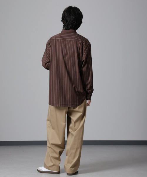 NANO universe（ナノユニバース）の「微起毛ストライプシャツ 長袖（シャツ/ブラウス・メンズ・ブラック/ネイビー/ブラウン・L/M/S）」の16枚目の写真