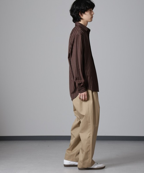 NANO universe（ナノユニバース）の「微起毛ストライプシャツ 長袖（シャツ/ブラウス・メンズ・ブラック/ネイビー/ブラウン・L/M/S）」の17枚目の写真