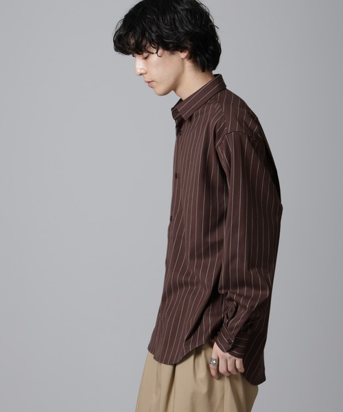 NANO universe（ナノユニバース）の「微起毛ストライプシャツ 長袖（シャツ/ブラウス・メンズ・ブラック/ネイビー/ブラウン・L/M/S）」の11枚目の写真