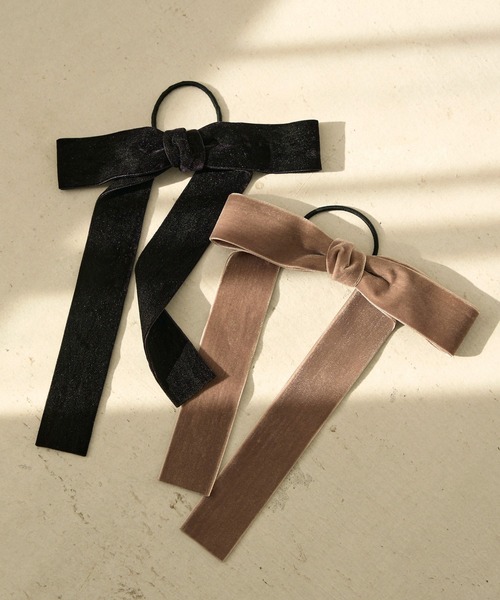 MIELI INVARIANT（ミエリインヴァリアント）の「Velvet Ribbon Hair Rubber（ヘアゴム・レディース・ブラック/モカ・FREE）」の3枚目の写真