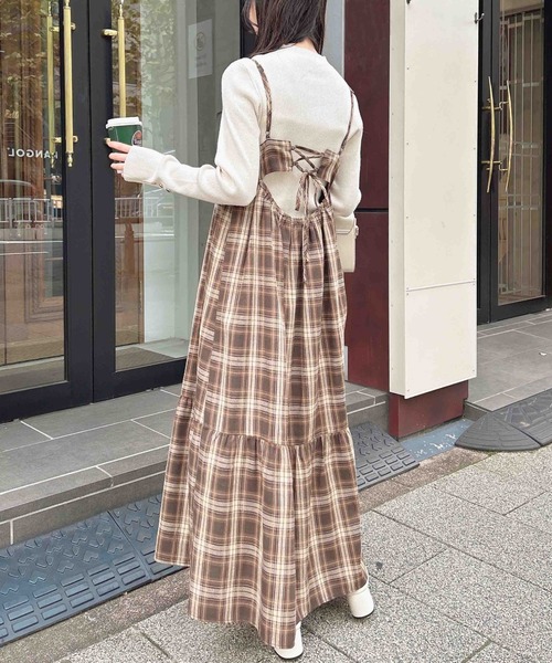 INGNI(イング)の「【WEB限定】チェックキャミワンピース(ワンピース・レディース・ブラウン系その他2/ネイビー系2・M)」の9枚目の写真