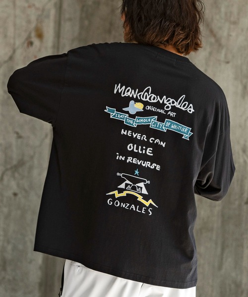 Mark Gonzales(マーク・ゴンザレス)の「【WEB・直営店限定】MARK GONZALES ARTWORK COLLECTION(マーク ゴンザレス)バックプリントロングTシャツ/4type/4colors(Tシャツ/カットソー・メンズ・ベージュ系4/ホワイト系4/ブラック系1/ブラック系3/グレー系1/ベージュ系2/ホワイト系3/ブラック系2/ブラック系4/ベージュ系1/ベージュ系3/ホワイト系1/ホワイト系2/グレー系2/グレー系3/グレー系4・M/L/XL)」の6枚目の写真