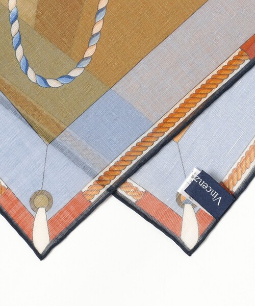 BEAMS F(ビームスエフ)の「Vincenzo Miozza / コットンリネン ロープモチーフ柄 ネッカチーフ(ストール/ショール・メンズ・ケリーグリーン/オレンジ・ONE SIZE)」の3枚目の写真