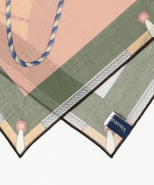 BEAMS F(ビームスエフ)の「Vincenzo Miozza / コットンリネン ロープモチーフ柄 ネッカチーフ(ストール/ショール・メンズ・ケリーグリーン/オレンジ・ONE SIZE)」の4枚目の写真