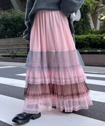 HELLO.SANFRANCISCO | 【HELLO.SANFRANCISCO】カラーブロックチュールティアードスカート(スカート)