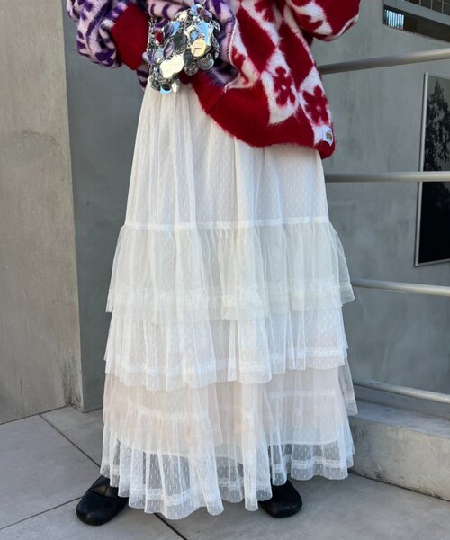 HELLO.SANFRANCISCO（ハローサンフランシスコ）の「【HELLO.SANFRANCISCO】カラーブロックチュールティアードスカート（スカート・レディース・ホワイト/ピンク/ブルー・ONE SIZE）」の5枚目の写真