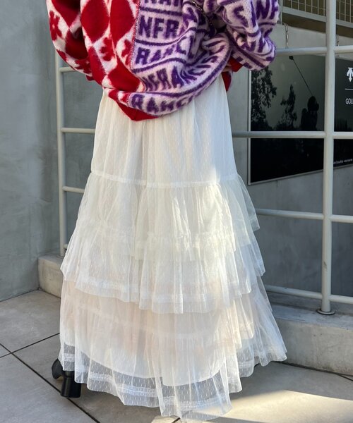 HELLO.SANFRANCISCO（ハローサンフランシスコ）の「【HELLO.SANFRANCISCO】カラーブロックチュールティアードスカート（スカート・レディース・ホワイト/ピンク/ブルー・ONE SIZE）」の7枚目の写真