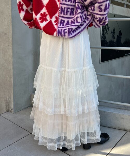 HELLO.SANFRANCISCO（ハローサンフランシスコ）の「【HELLO.SANFRANCISCO】カラーブロックチュールティアードスカート（スカート・レディース・ホワイト/ピンク/ブルー・ONE SIZE）」の8枚目の写真