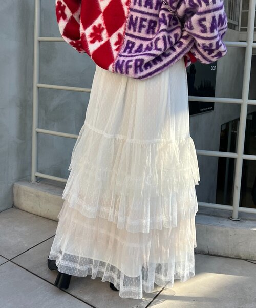 HELLO.SANFRANCISCO（ハローサンフランシスコ）の「【HELLO.SANFRANCISCO】カラーブロックチュールティアードスカート（スカート・レディース・ホワイト/ピンク/ブルー・ONE SIZE）」の9枚目の写真