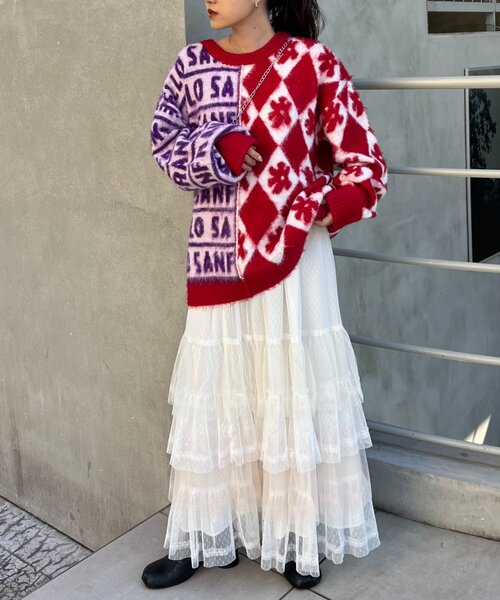 HELLO.SANFRANCISCO（ハローサンフランシスコ）の「【HELLO.SANFRANCISCO】カラーブロックチュールティアードスカート（スカート・レディース・ホワイト/ピンク/ブルー・ONE SIZE）」の10枚目の写真