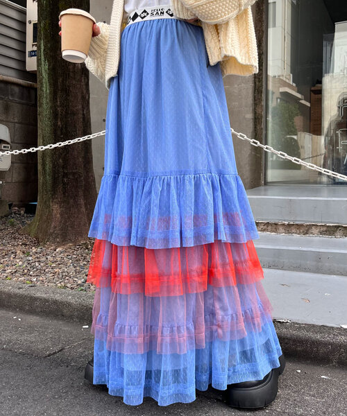 HELLO.SANFRANCISCO（ハローサンフランシスコ）の「【HELLO.SANFRANCISCO】カラーブロックチュールティアードスカート（スカート・レディース・ホワイト/ピンク/ブルー・ONE SIZE）」の16枚目の写真