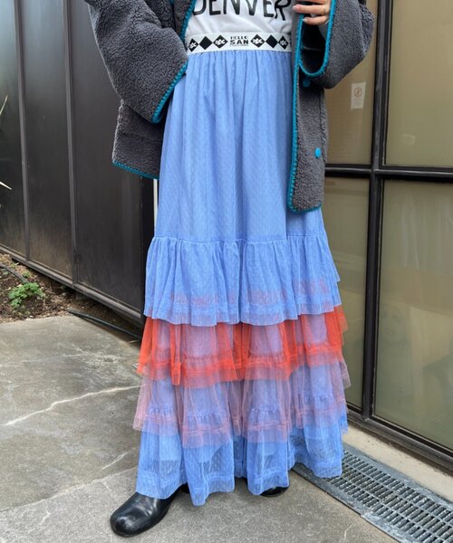 HELLO.SANFRANCISCO（ハローサンフランシスコ）の「【HELLO.SANFRANCISCO】カラーブロックチュールティアードスカート（スカート・レディース・ホワイト/ピンク/ブルー・ONE SIZE）」の21枚目の写真