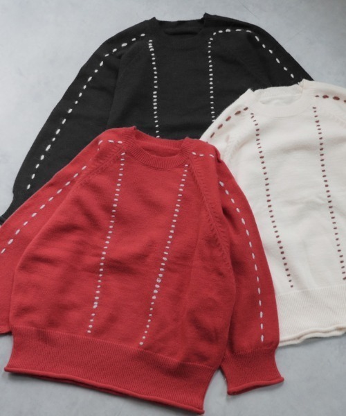 HUG.U(ハグユー)の「刺繍バルキーニット(ニット/セーター・レディース・アイボリー/ブラック/レッド・FREE)」の13枚目の写真