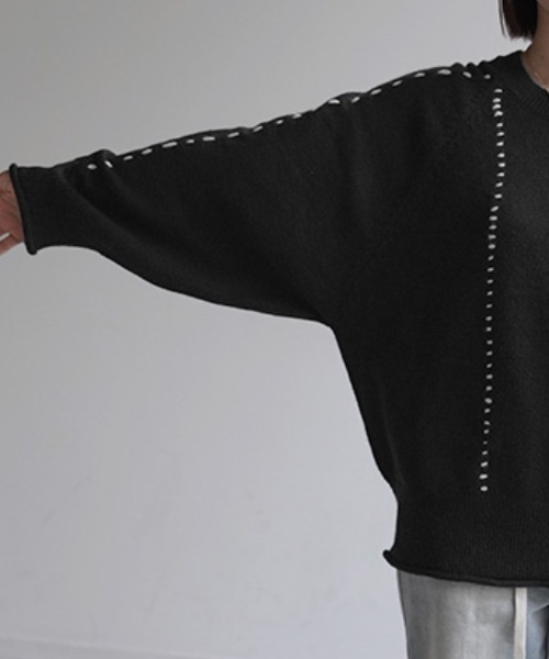 HUG.U(ハグユー)の「刺繍バルキーニット(ニット/セーター・レディース・アイボリー/ブラック/レッド・FREE)」の21枚目の写真