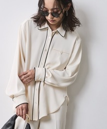 配色パイピングソフトシャツ <大きいサイズ有>シックスタイル