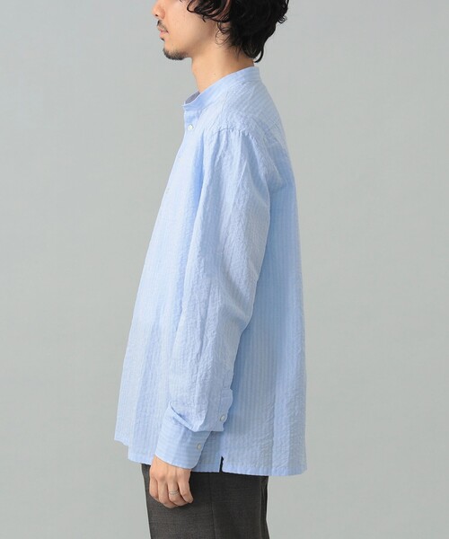 GUY ROVER(ギローバー)の「【別注】GUY ROVER / シアサッカー バンドカラー プルオーバーシャツ(シャツ/ブラウス・メンズ・ホワイト/ライトブルー・42(XL)/41(L)/39(M)/38(S)/37(XS))」の10枚目の写真