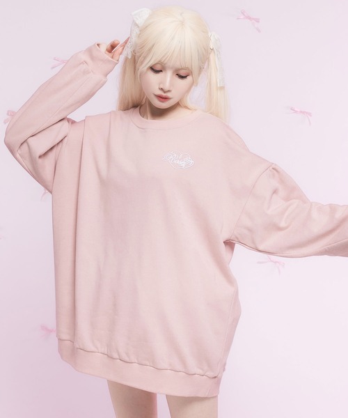 DearMyLoveRose(ディアマイラブローズ)の「オリジナル刺繍オーバーサイズスウェット(スウェット・レディース・ブラック/グレー/オフホワイト/ベビーピンク・M-L/LL~3L)」の4枚目の写真