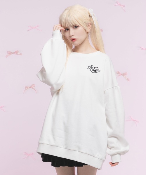 DearMyLoveRose(ディアマイラブローズ)の「オリジナル刺繍オーバーサイズスウェット(スウェット・レディース・ブラック/グレー/オフホワイト/ベビーピンク・M-L/LL~3L)」の5枚目の写真