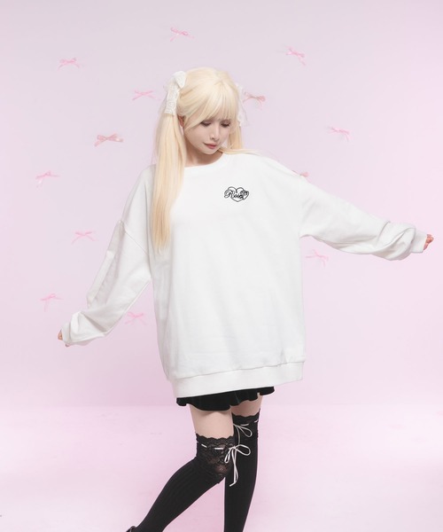 DearMyLoveRose(ディアマイラブローズ)の「オリジナル刺繍オーバーサイズスウェット(スウェット・レディース・ブラック/グレー/オフホワイト/ベビーピンク・M-L/LL~3L)」の9枚目の写真