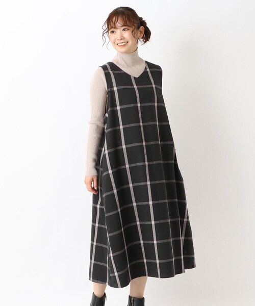 アレキサンダーワン チェック柄デイドレスノースリーブワンピーススタッズS