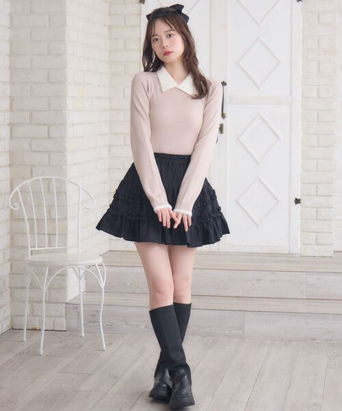 ems excite（エムズエキサイト）の「シャギー襟NTPO（ニット/セーター・レディース・ピンク/ブラック/ダークグレー/ナチュラル・FREE）」の7枚目の写真