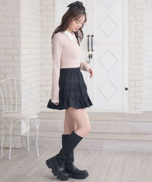 ems excite（エムズエキサイト）の「シャギー襟NTPO（ニット/セーター・レディース・ピンク/ブラック/ダークグレー/ナチュラル・FREE）」の8枚目の写真