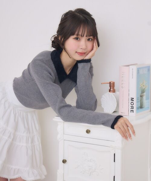 新品未使用　M&KYOKO ニットポケット付Tシャツ　定価22000円 セール】シャギー襟NTPO（ニット/セーター）｜ems excite