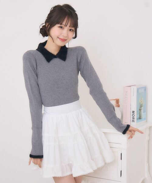 ems excite（エムズエキサイト）の「シャギー襟NTPO（ニット/セーター・レディース・ピンク/ブラック/ダークグレー/ナチュラル・FREE）」の20枚目の写真