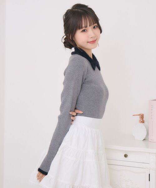 ems excite（エムズエキサイト）の「シャギー襟NTPO（ニット/セーター・レディース・ピンク/ブラック/ダークグレー/ナチュラル・FREE）」の21枚目の写真