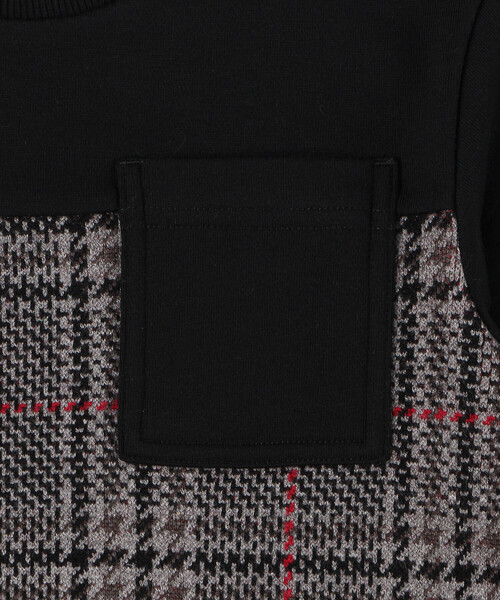 COMME CA ISM（コムサイズム）の「グレンチェック柄 ジャカードトレーナー（スウェット・キッズ・ブラック・150cm/140cm/130cm/120cm/110cm/100cm）」の3枚目の写真