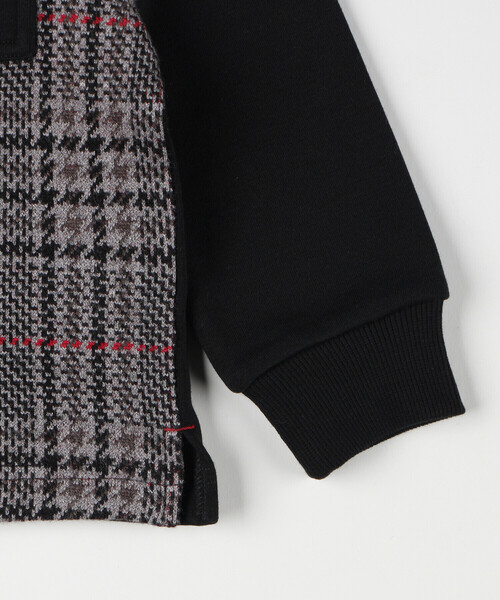 COMME CA ISM（コムサイズム）の「グレンチェック柄 ジャカードトレーナー（スウェット・キッズ・ブラック・150cm/140cm/130cm/120cm/110cm/100cm）」の4枚目の写真