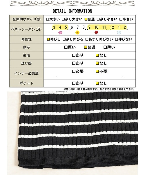 GOLDJAPAN(ゴールドジャパン)の「Vネックボーダーコットンリブニット【大きいサイズ対応】(ニット/セーター・レディース・ブラック×ホワイト・4L~5L/LL~3L)」の2枚目の写真