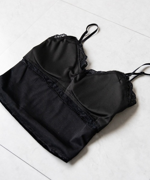 me+em select（ミームセレクト）の「【 カップ付き 】ダブルレースベロアショートビスチェキャミソール ／ double lace  velor short bustier camisole（キャミソール・レディース・ブラック/アイボリー・FREE）」の16枚目の写真